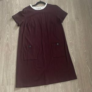 Loft houndstooth dress with ruffle trim size 12